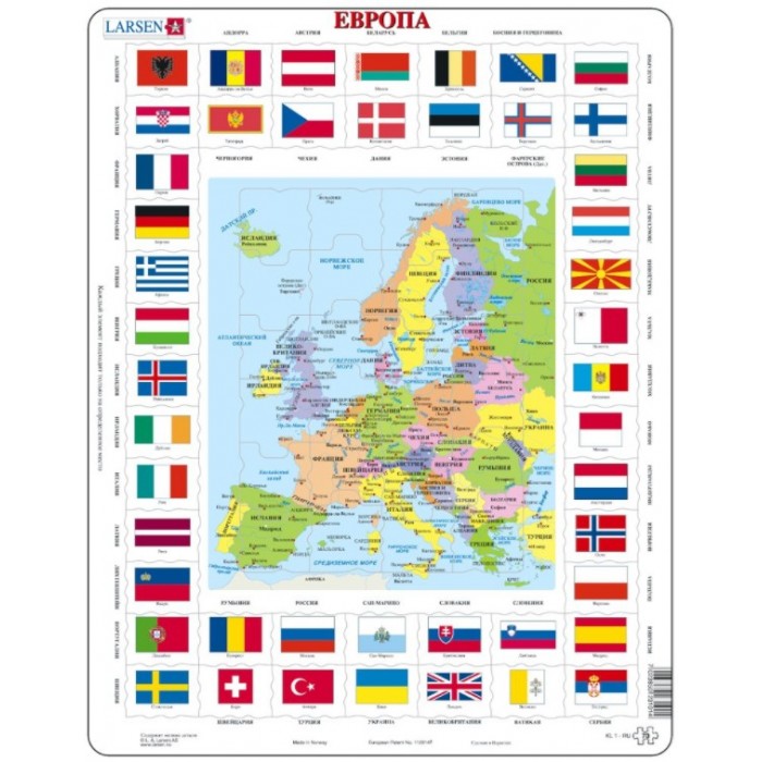 Puzzle s okvirom - Europa (na ruskom)