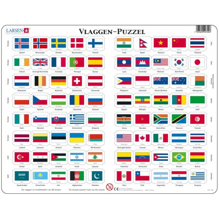 Puzzle s okvirom - Vlaggen (nizozemski)