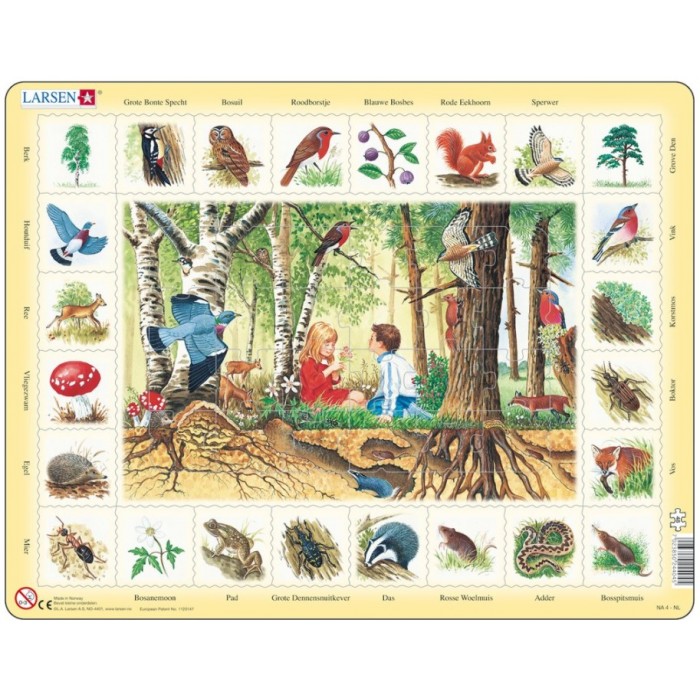 Puzzle s okvirom - Životinje iz šume (na nizozemskom)