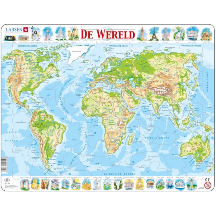 Puzzle s okvirom - De Wereld (nizozemski)