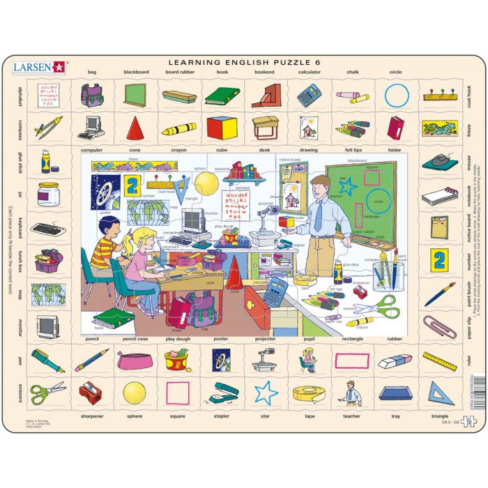 Puzzle s okvirom - Learning English 6: U školi