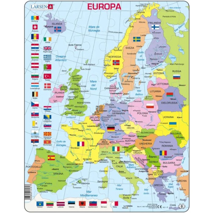 Puzzle s okvirom - Political Map of Europe (na italijanskom)