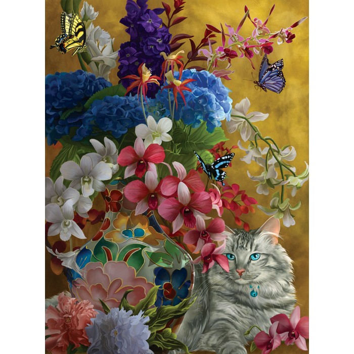 Puzzle Nene Thomas - Gilded Cats and Flowers