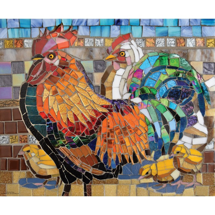 Puzzle Stained Glass Chickens