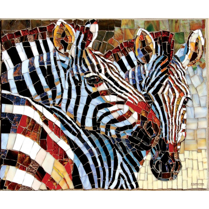 Puzzle Stained Glass Zebras