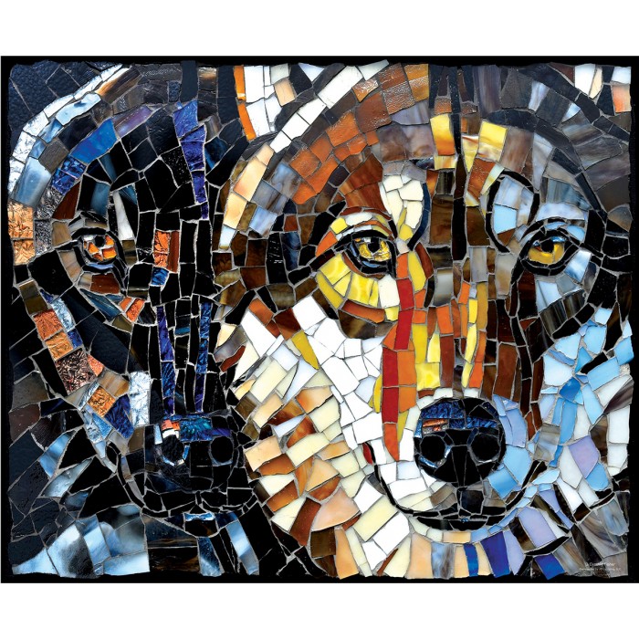 Puzzle Stained Glass Wolves