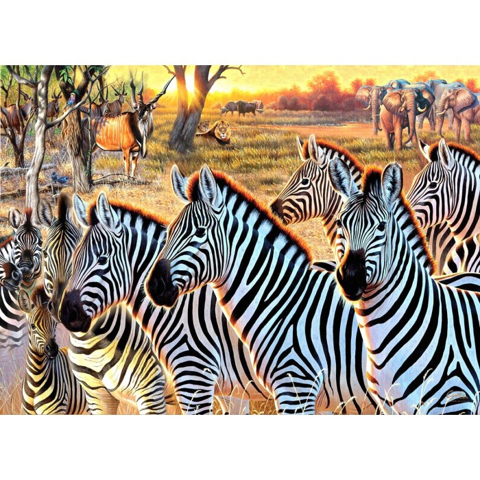 Puzzle XXL dijelovi - Zebre i prijatelji