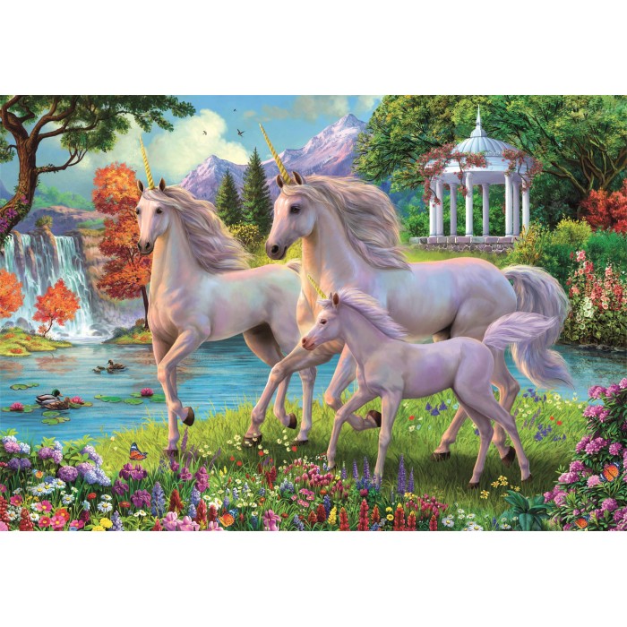 Puzzle XXL dijelovi - Jednorozi na vodopadu