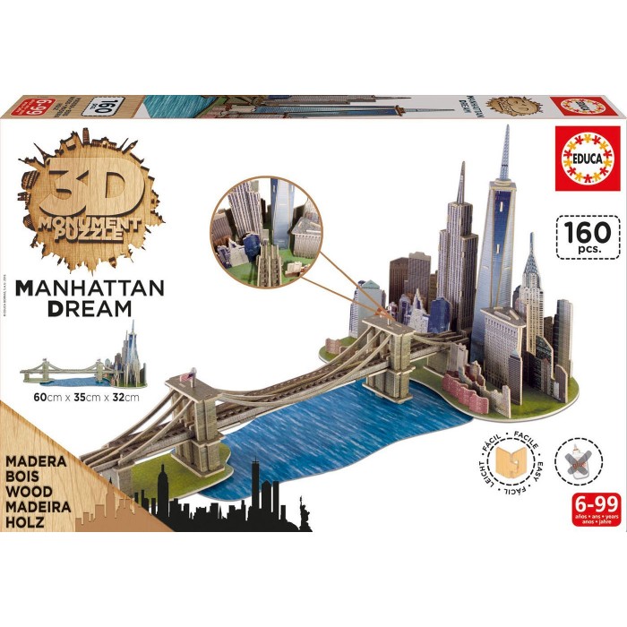 3D puzzle - 3D drvene puzzle - Brooklyn Bridge, Manhattan Dream