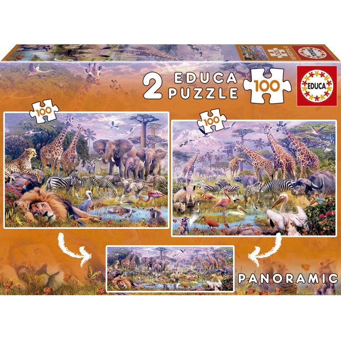 2 puzzle - Wild animals Panoramic
