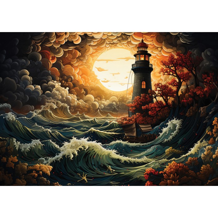 Puzzle Lighthouse in a Storm