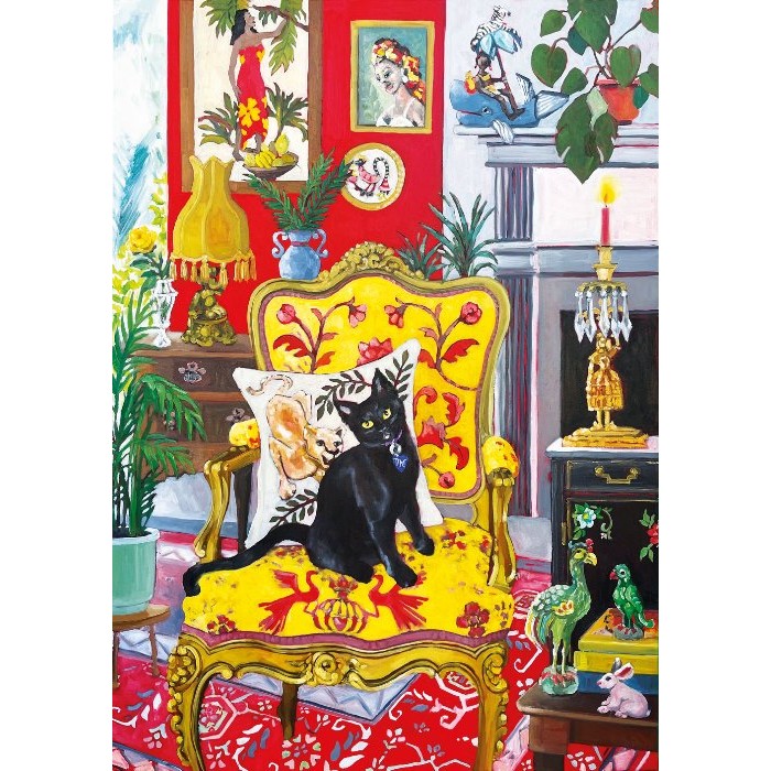 Puzzle Mačka na žutoj stolici