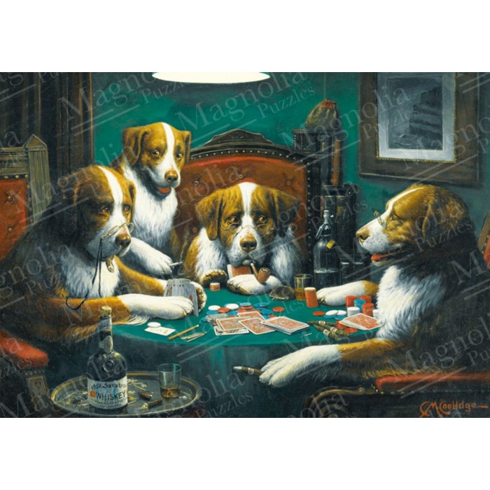 Puzzle Dogs Playing Poker