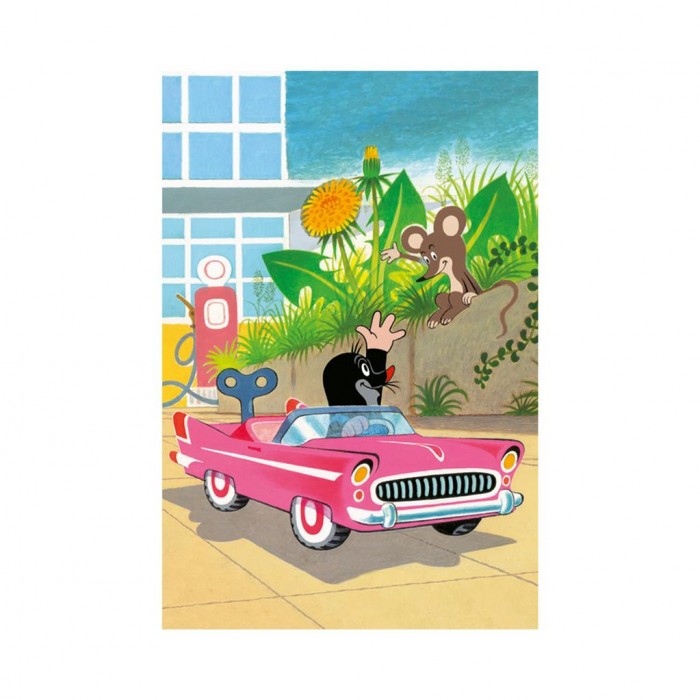 Mini puzzle - Mali krtić : Ružičasti auto