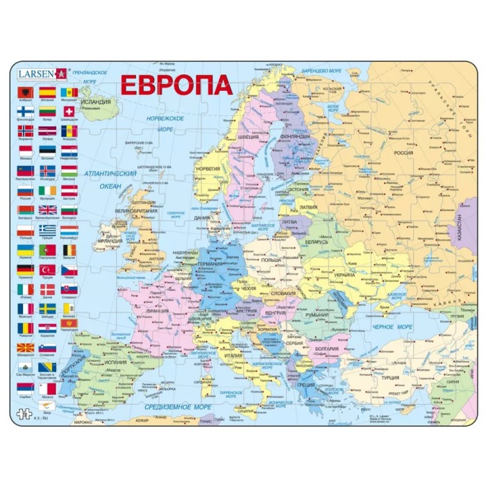 Puzzle s okvirom - Europa (na ruskom)