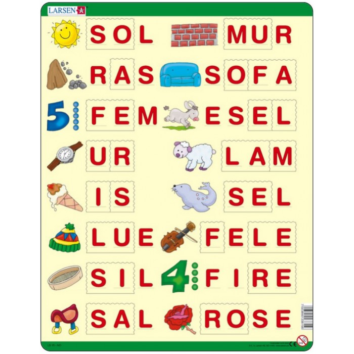 Puzzle s okvirom - Učenje slovkanja 1 (na norveškom)