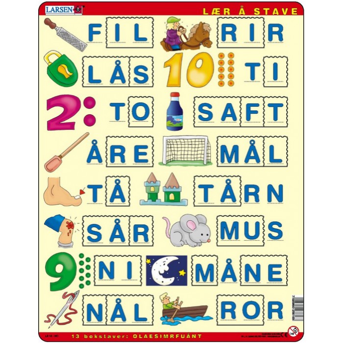 Puzzle s okvirom - Učenje slovkanja 2 (na norveškom)