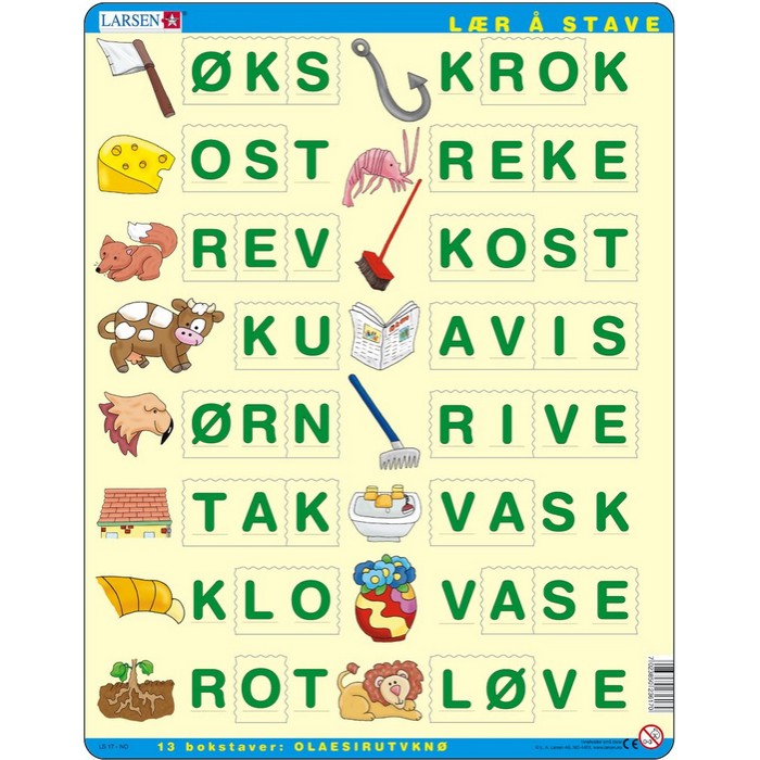 Puzzle s okvirom - Učimo slovkati 3 (na norveškom)